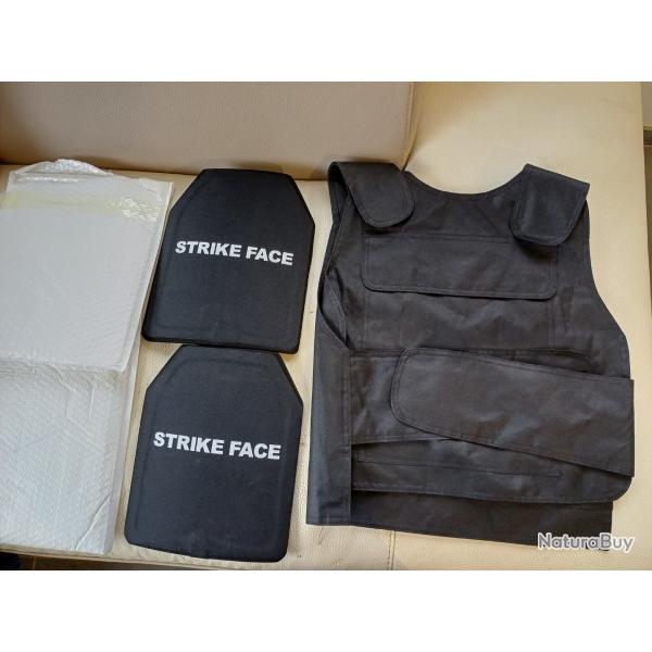 ENCHERE GILET PARE BALLE IIIA  NEUF AVEC PLAQUES DE PROTECTION UHMW-PE TAILLE UNIQUE DU M AU  XL