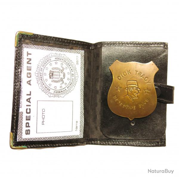Plaque police Dick Tracy detective avec cuir ref bo 104