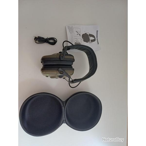 ENCHERE A PARTIR DE 1 EURO CASQUE NEUF ANTI BRUIT LECTRONIQUE IMPACT SPORT AVEC HOUSSE DE RANGEMENT