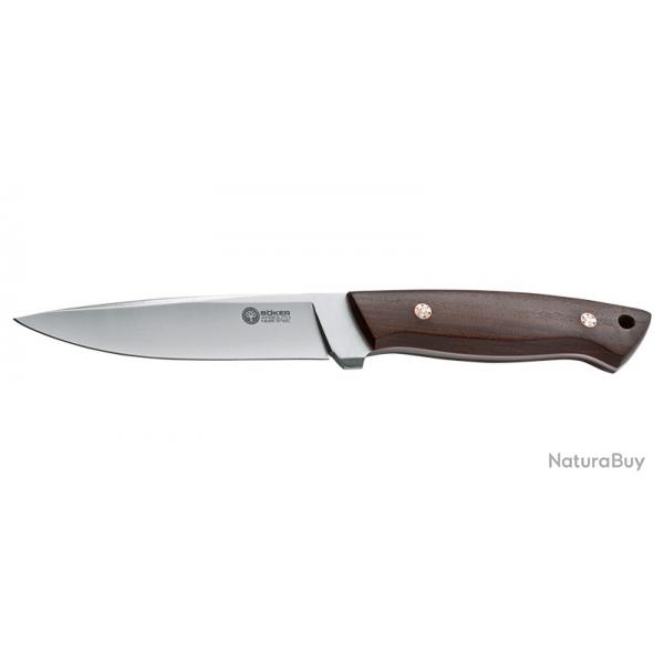 Boker Couteau Relincho Madera - Lame 128mm - Manche Guayacan - Etui Cuir