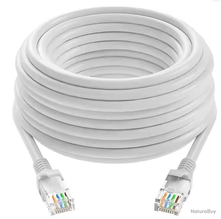 Câble Réseau Ethernet RJ45 CAT6 Gigabit - 10 mètres - Blanc Haute ...