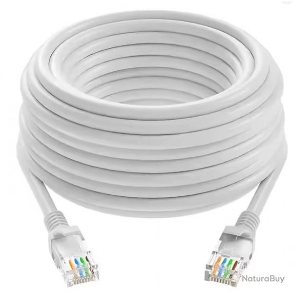 Cble Rseau Ethernet RJ45 CAT6 Gigabit - 10 mtres - Blanc Haute Qualit