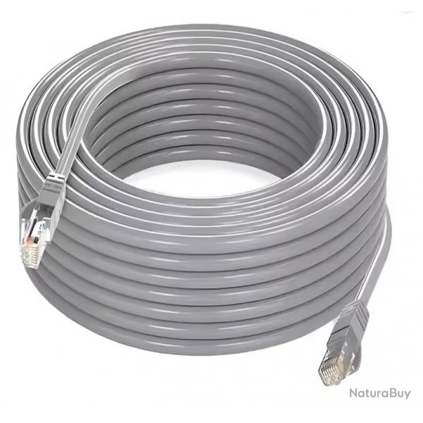 Cble Rseau Ethernet RJ45 CAT6 Gigabit - 10 mtres - Gris Haute Qualit