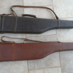 Lot de 2 FOURREAUX en CUIR pour FUSILS ou CARABINES