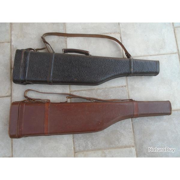Lot de 2 FOURREAUX en CUIR pour FUSILS ou CARABINES