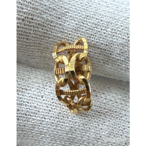 Boucle d'oreille unique en or massif 18 carats - clous - chaine d'ancre