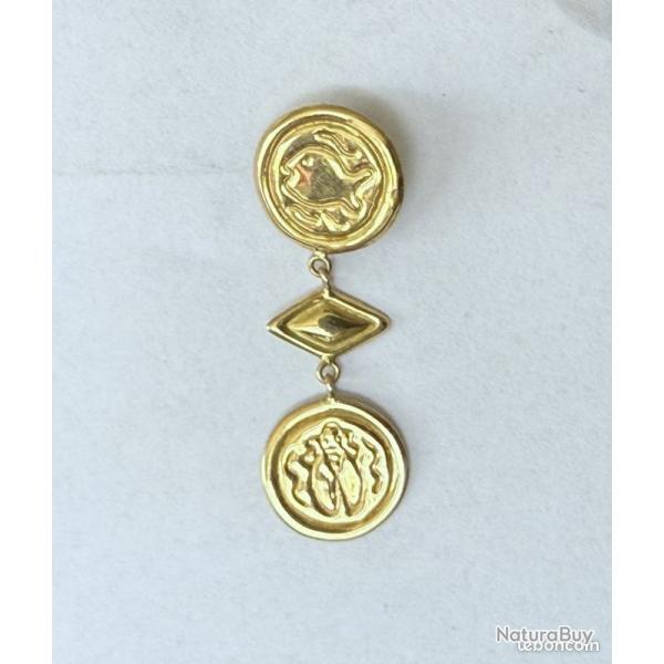 Boucles d'oreilles or massif 14 carats - poisson & abeille