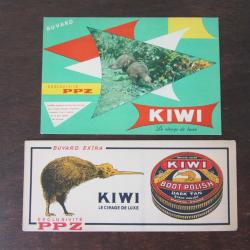 2 Buvards cirage Kiwi 1950-1960