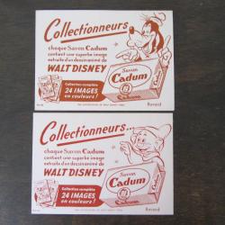 2 Buvards publicitaires Cadum Disney de 1960