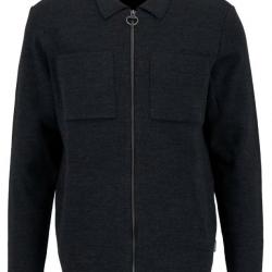 Barbour Pull Cardigan Zippe croscombe knitted gris charbonneuse