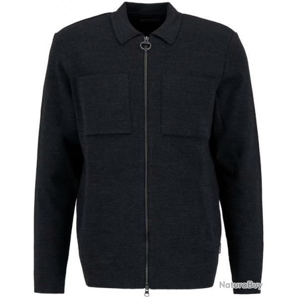 Barbour Pull Cardigan Zippe croscombe knitted gris charbonneuse
