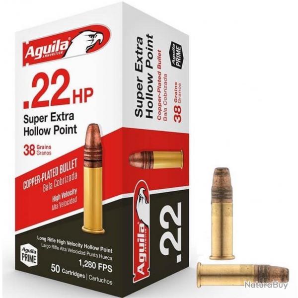 Munitions AGUILA super extra pointe creuse cuivre cal.22lr hollow point