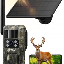 Caméra de Chasse Solaire 4G sans Fil Carte SIM sans WiFi Capteur PIR Batterie7800mAh Vision Nocturne