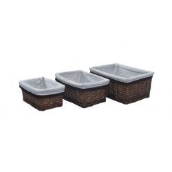 Ensemble paniers gigognes 3 pcs marron saule rangement pratique décoration rustique intérieur