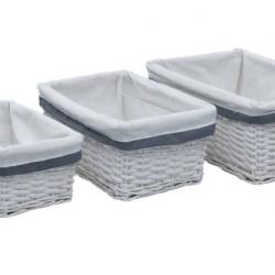 Ensemble paniers gigognes 3 pcs blanc saule rangement polyvalent décoration rustique intérieur