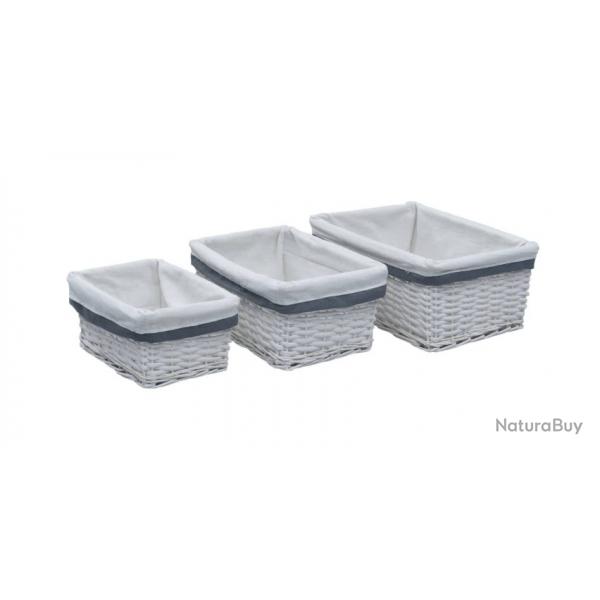 Ensemble paniers gigognes 3 pcs blanc saule rangement polyvalent dcoration rustique intrieur
