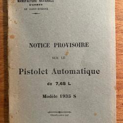 Notice "Le Pistolet Automatique de 7,65L Modèle 1935 S"