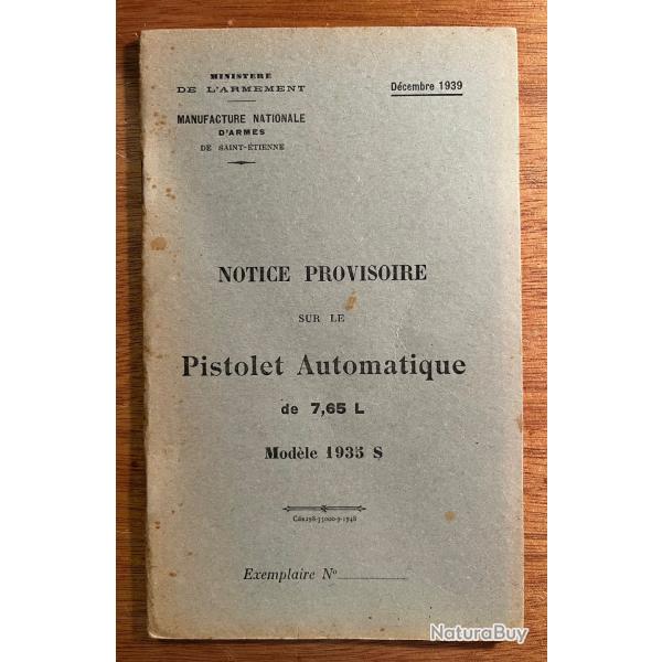 Notice "Le Pistolet Automatique de 7,65L Modle 1935 S"