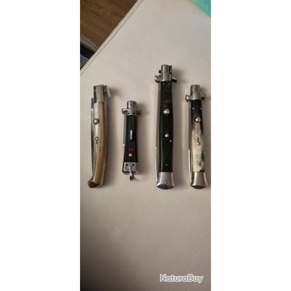 Lot de 4 couteaux automatiques anciens