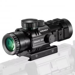 Lunette de Visée Tactique 4x32 Viseur Optique Chasse avec Point Rouge/Vert/Bleu Rail 20mm ajustable
