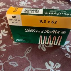 CARTOUCHE SELLIER BELLOT 9,3 X 62 18,5 G SP