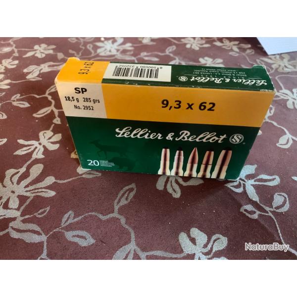 CARTOUCHE SELLIER BELLOT 9,3 X 62 18,5 G SP