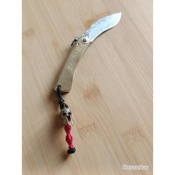 Couteau type higonokami kukri Damas san-ma personnalis