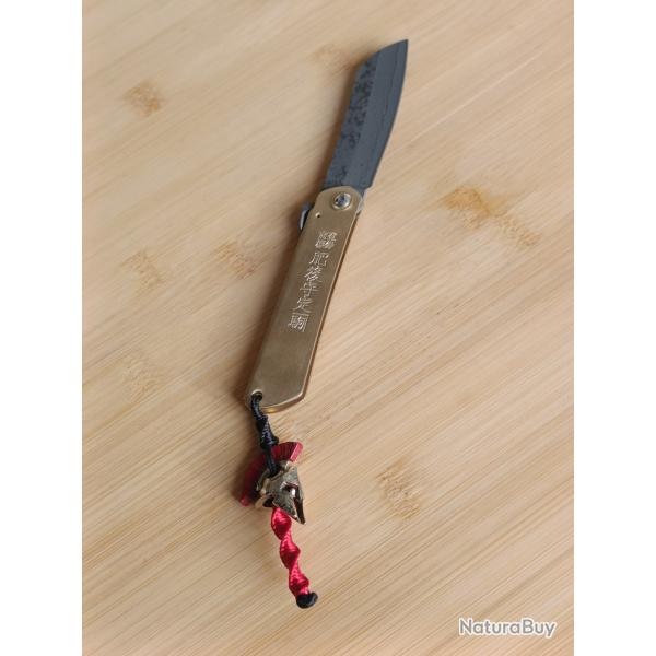 Couteau type higonokami Damas san-ma grande taille spartiate fusion