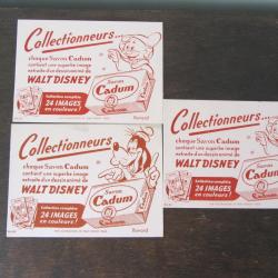 3 Buvards publicitaires Disney-Cadum 1960
