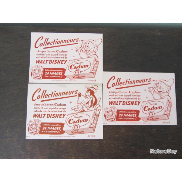 3 Buvards publicitaires Disney-Cadum 1960