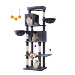 Arbre à chat tour à chat de 175 cm de haut abri à chat multi-niveaux avec 2 niches 2 paniers 5 grif
