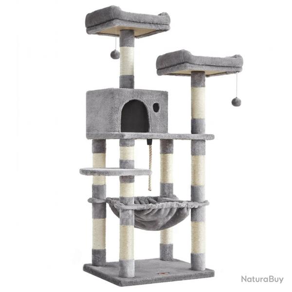Arbre  chat stable avec niche hauteur de 143 cm gris clair 12_0003878