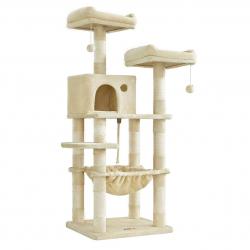 Arbre à chat stable avec niche hauteur de 143 cm gris clair 12_0003879
