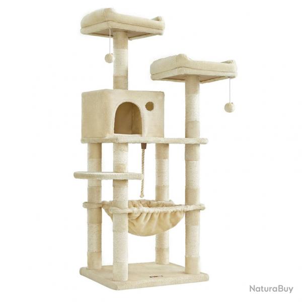 Arbre à chat stable avec niche hauteur de 143 cm gris clair 12_0003879