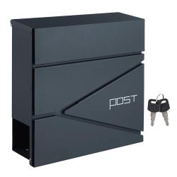 Boîte aux lettres murale avec porte-journaux clés facile à installer design moderne gris anthracite