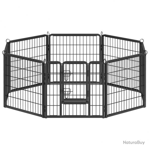 Parc pour chien clture pour animaux acier et panneaux d'agglomr porte coulissante  double loque