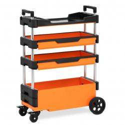 Chariot servante d'atelier 2 tiroirs 69 x 38,4 x 95,7 cm réglable en hauteur plastique 14_0008596