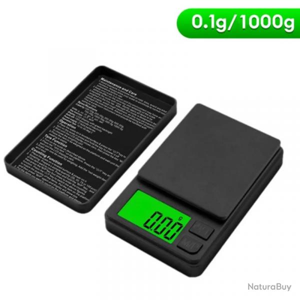 Mini Balance de Poche de Précision LCD 1000 g x 0.1 g Bijoux Aliments Rations Petits Animaux + Piles