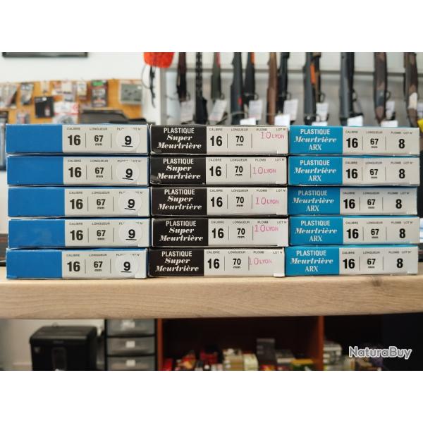 Lot de cartouche meurtrire calibre 16 plomb 8arx+9+10