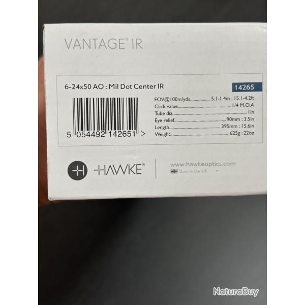 Lunette Hawke 6-24x50 AO Mil Dot Center tir