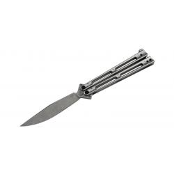 Boker Couteau Papillon D2 - Lame 116mm - Manche Acier - Etui Nylon