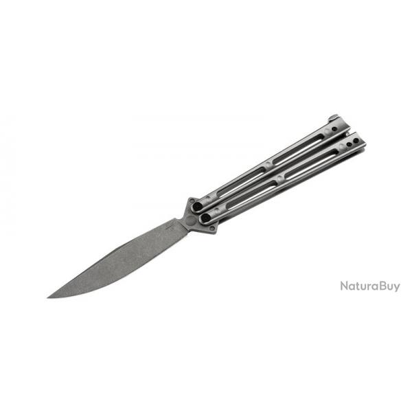 Boker Couteau Papillon D2 - Lame 116mm - Manche Acier - Etui Nylon