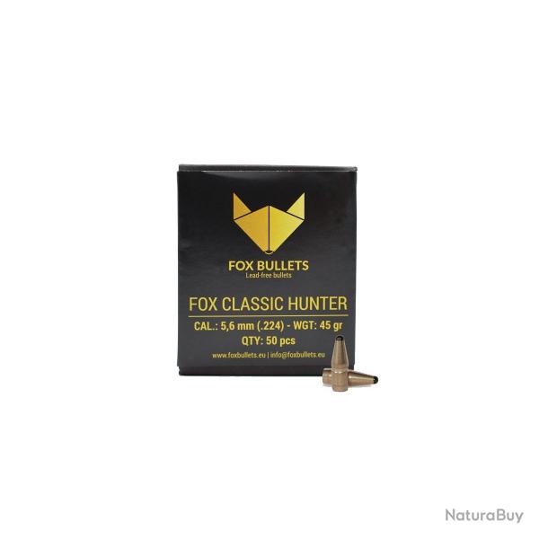 Boites de 50 Ogives Fox Bullets Fox Classic Hunter cal.5,6MM 45G