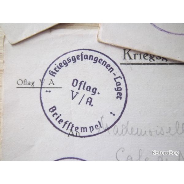 lot 5 lettres prisonniers officier oflag V/A documents militaire