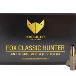 Boites de 50 Ogives Fox Bullets Fox Classic Hunter cal.308 150G