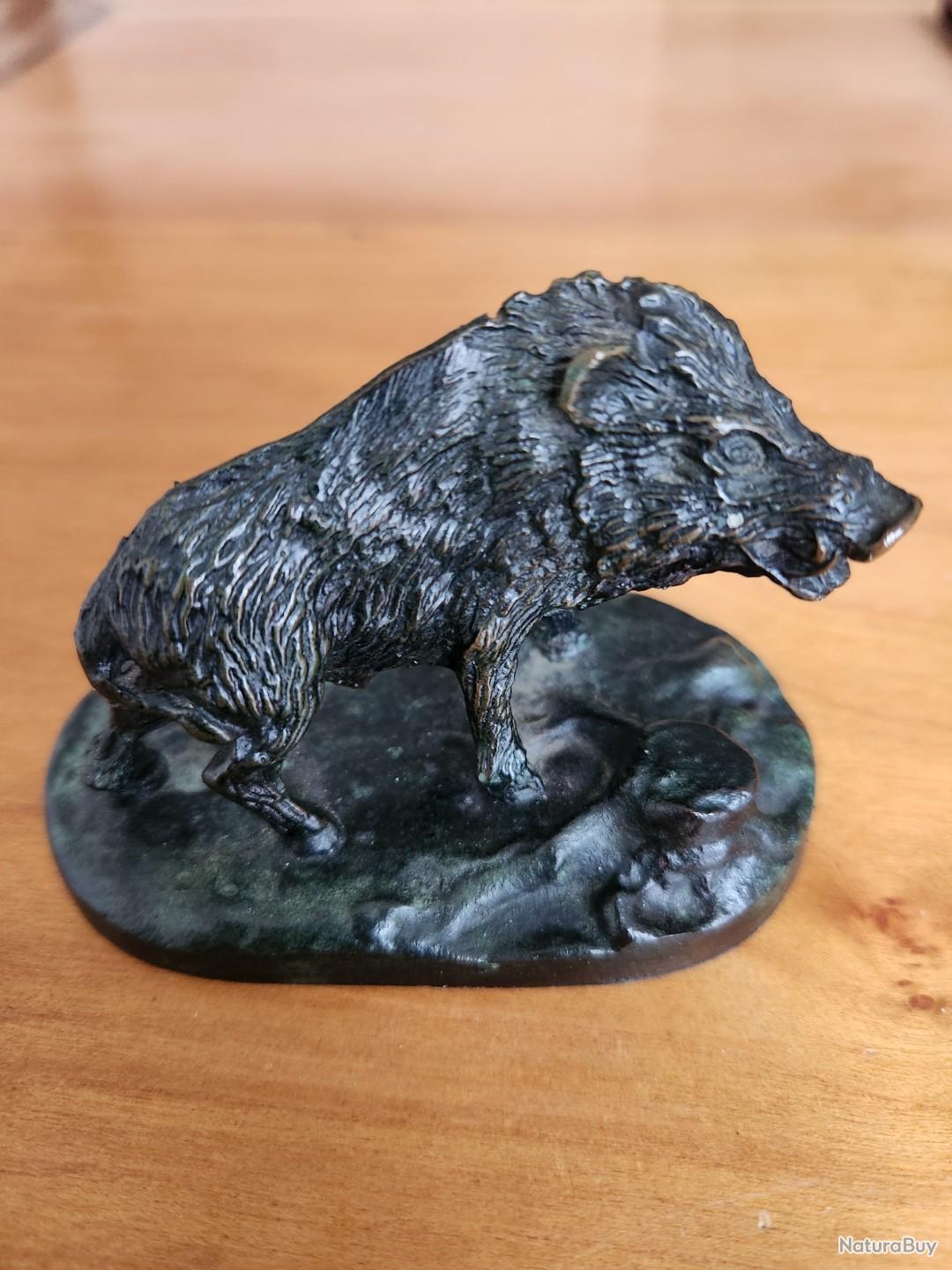 Sculpture Sanglier En Bronze Ou Laiton Massif - Trophée Chasse - Ornement