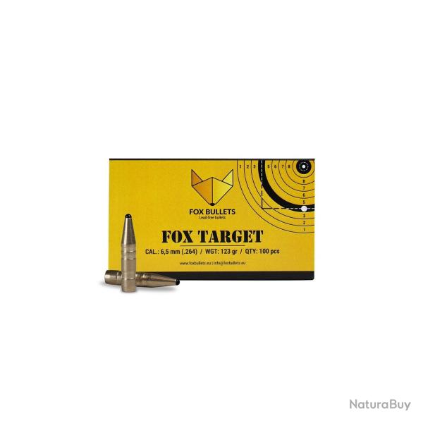 Boites de 100 Ogives Fox Bullets Fox Target cal.6,5MM 123G