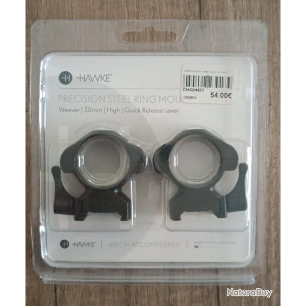 Colliers HAWKE pour Rail:21 mm Diamtre:30 mm /  Haut / Levier de Serrage Quick Release
