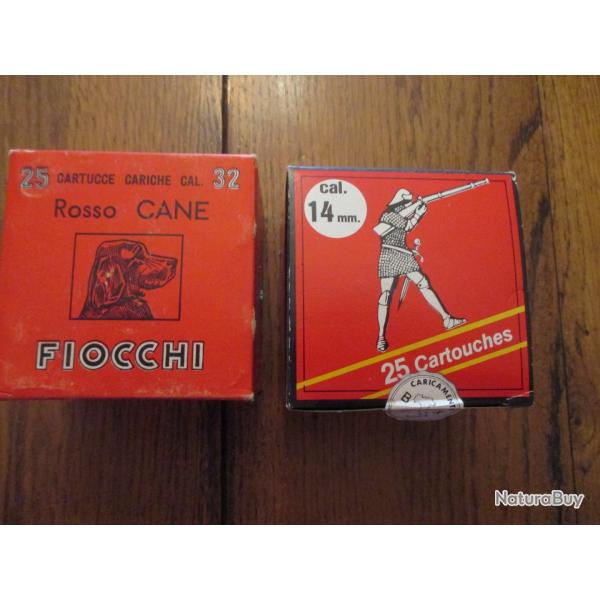 LOT DE 2 BOITES DE CARTOUCHES  FIOCCHI   14 MM