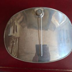 Rare bouillotte ventrale chromée de chauffeur de voiture ou d'officier supérieur des années 1900